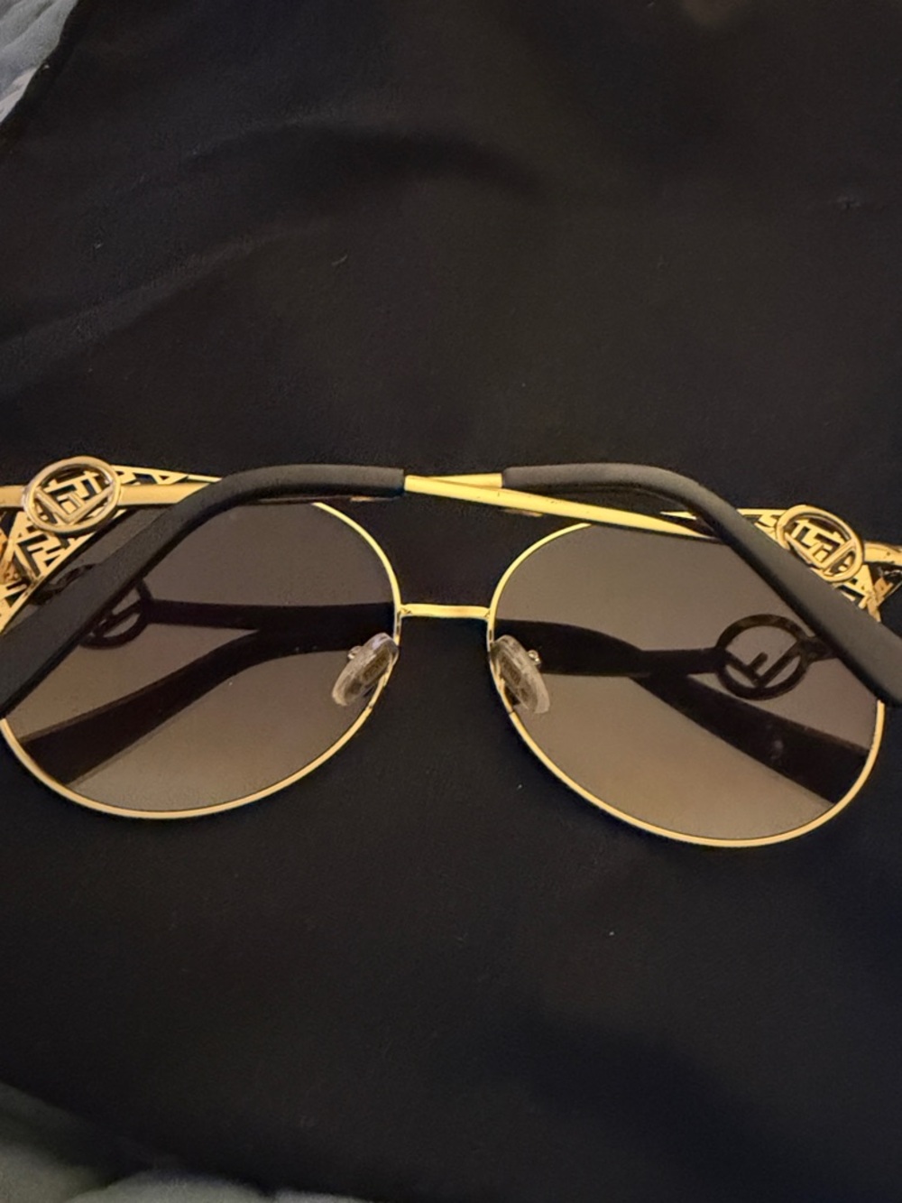 Gold Frame Black Lens Women's Aviator Sunglasses